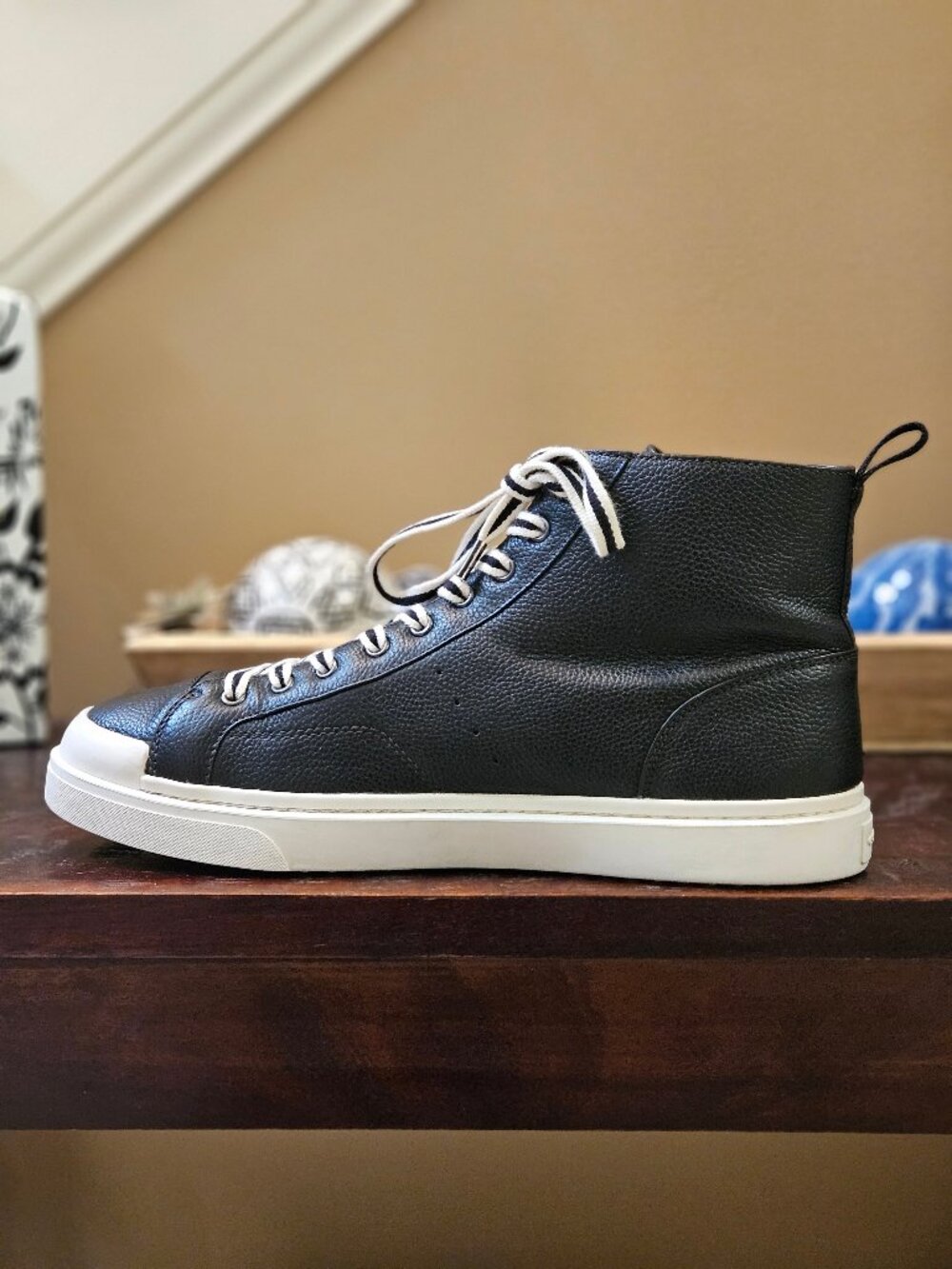 Coach Men's Full-Grain Leather Hi Top Sneakers, Black, Sz 13 (w/extra laces) - Picture 13 of 15